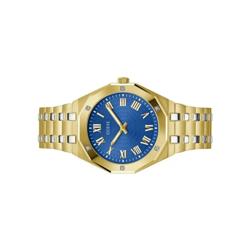 Montre Guess Asset Quartz Cadran Bleu Bracelet Acier Doré GW0575G6
