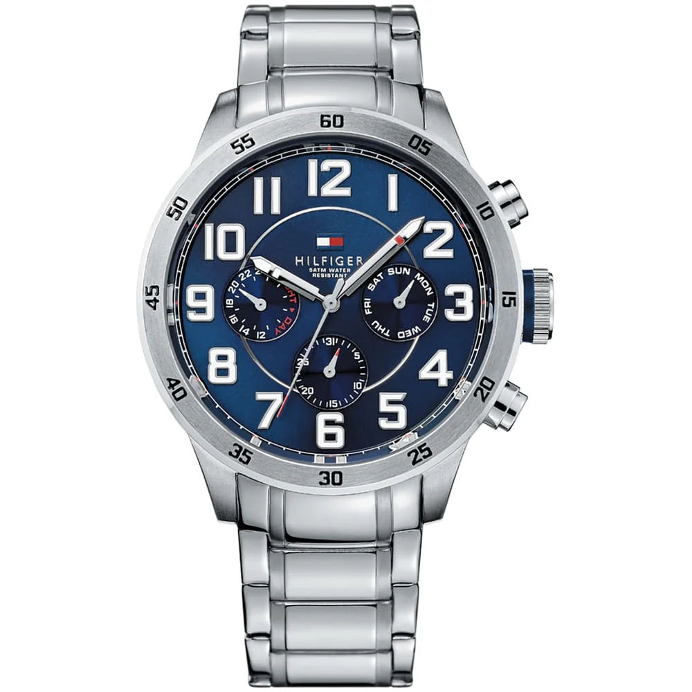 Montre chronographe Tommy Hilfiger Trent pour homme avec cadran bleu et bracelet en acier argenté Tommy Hilfiger