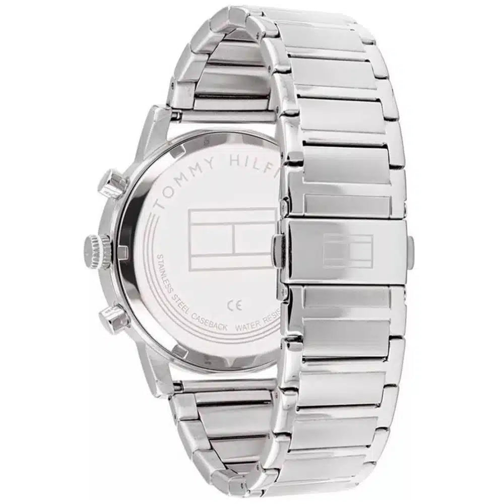 Tommy Hilfiger Evan Chronographe Cadran Bleu Bracelet En Acier Argenté Montre Pour Homme - 1710409