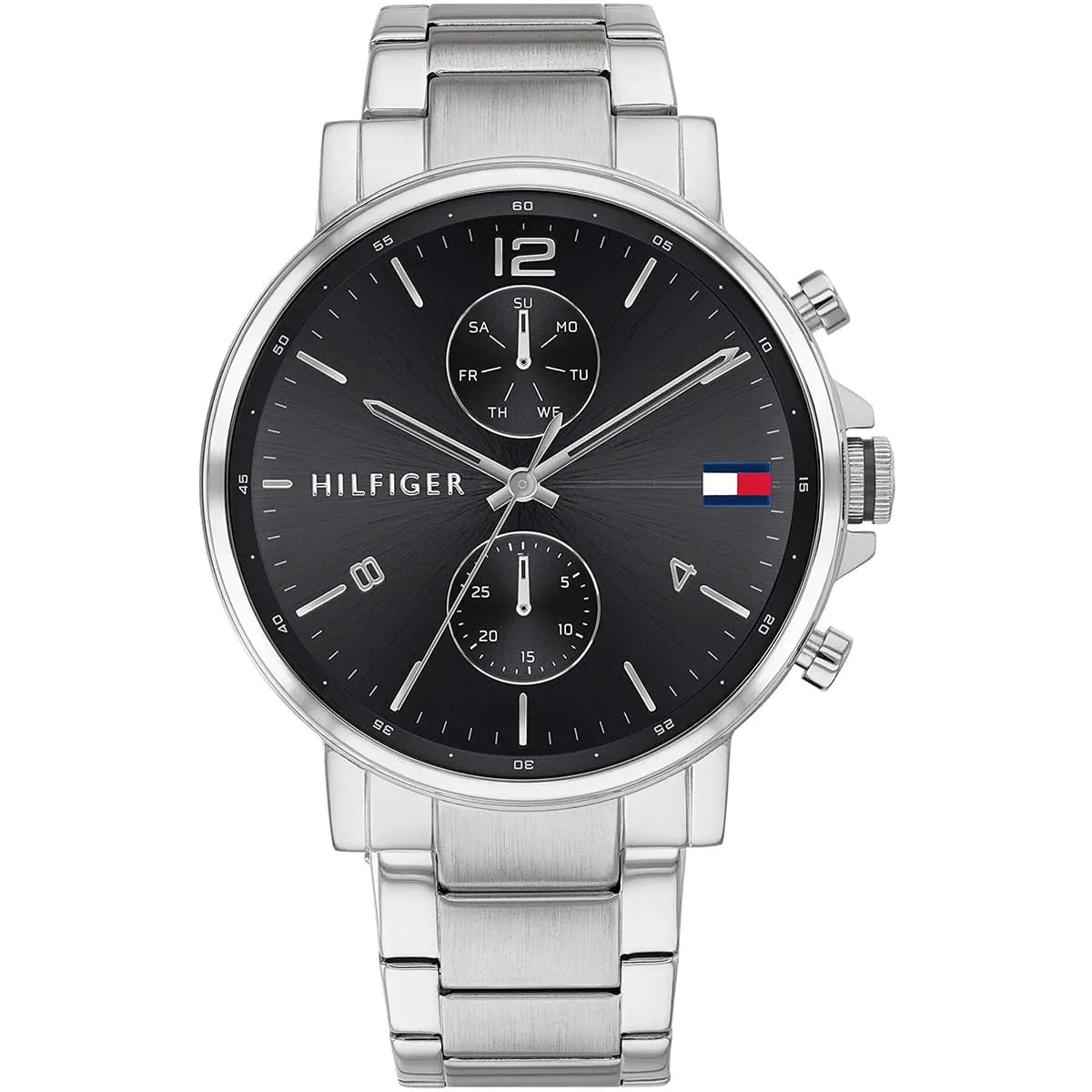 Montre Tommy Hilfiger Daniel avec cadran noir et bracelet en acier argenté 1710413