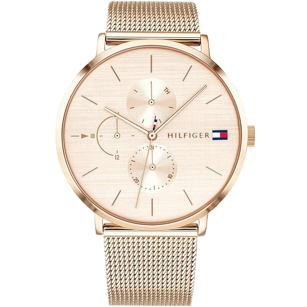 Tommy Hilfiger Jenna Quartz Cadran en or rose Montre-bracelet en maille d'or rose 1781944