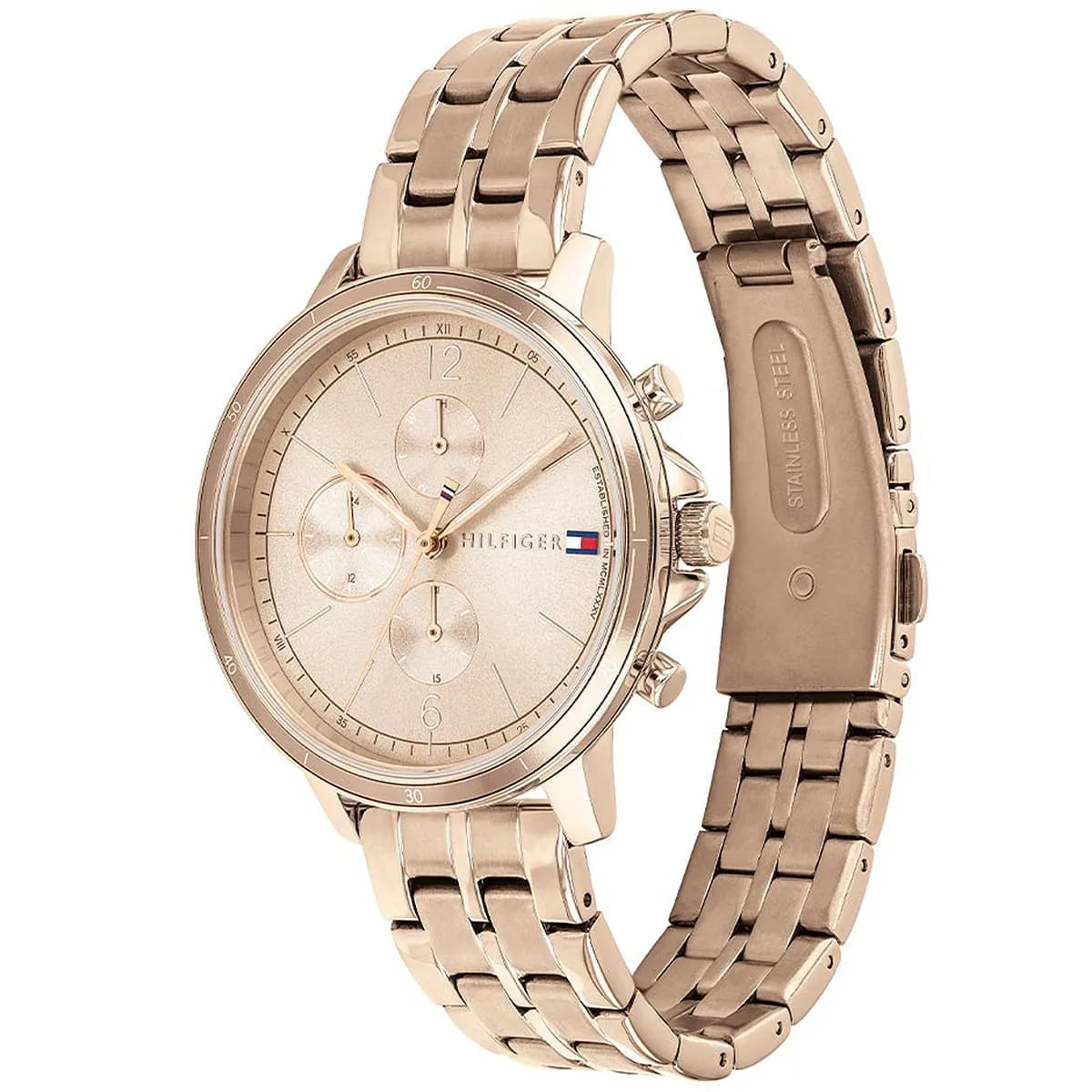 Tommy Hilfiger Madison Chronographe Quartz Cadran en or rose Bracelet en acier or rose 1782190