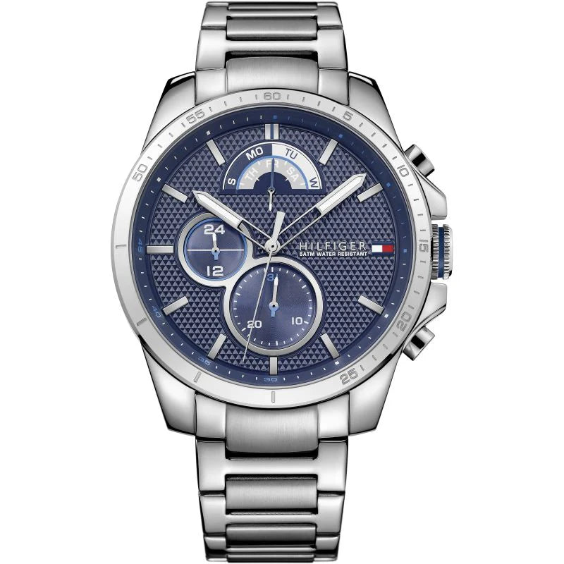 Montre Tommy Hilfiger Decker à quartz avec cadran bleu et bracelet en acier argenté Tommy Hilfiger