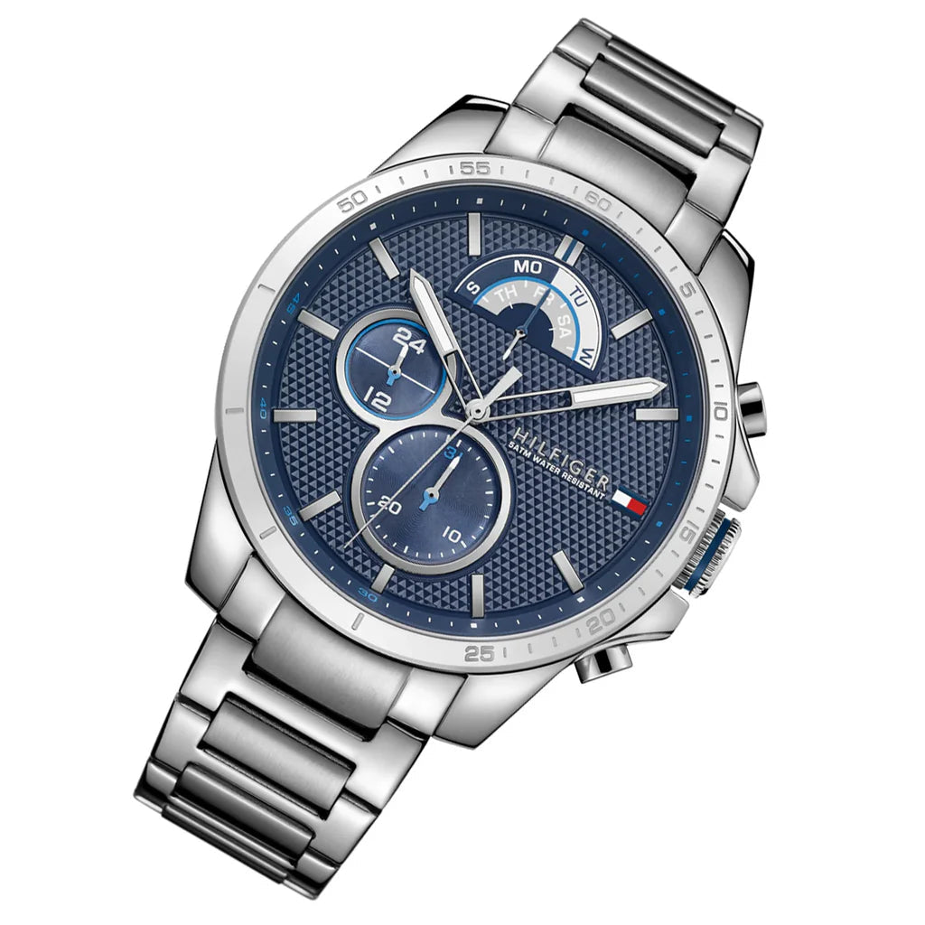 Montre Tommy Hilfiger Decker à quartz avec cadran bleu et bracelet en acier argenté Tommy Hilfiger