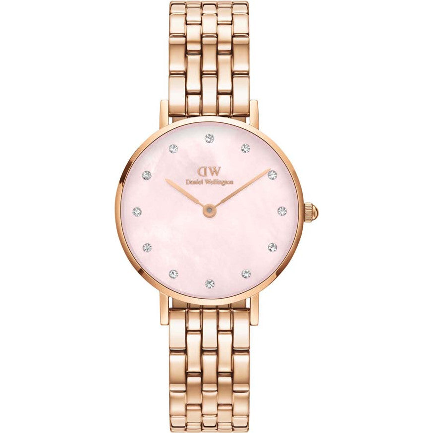 Montre à quartz en acier et plaqué or rose