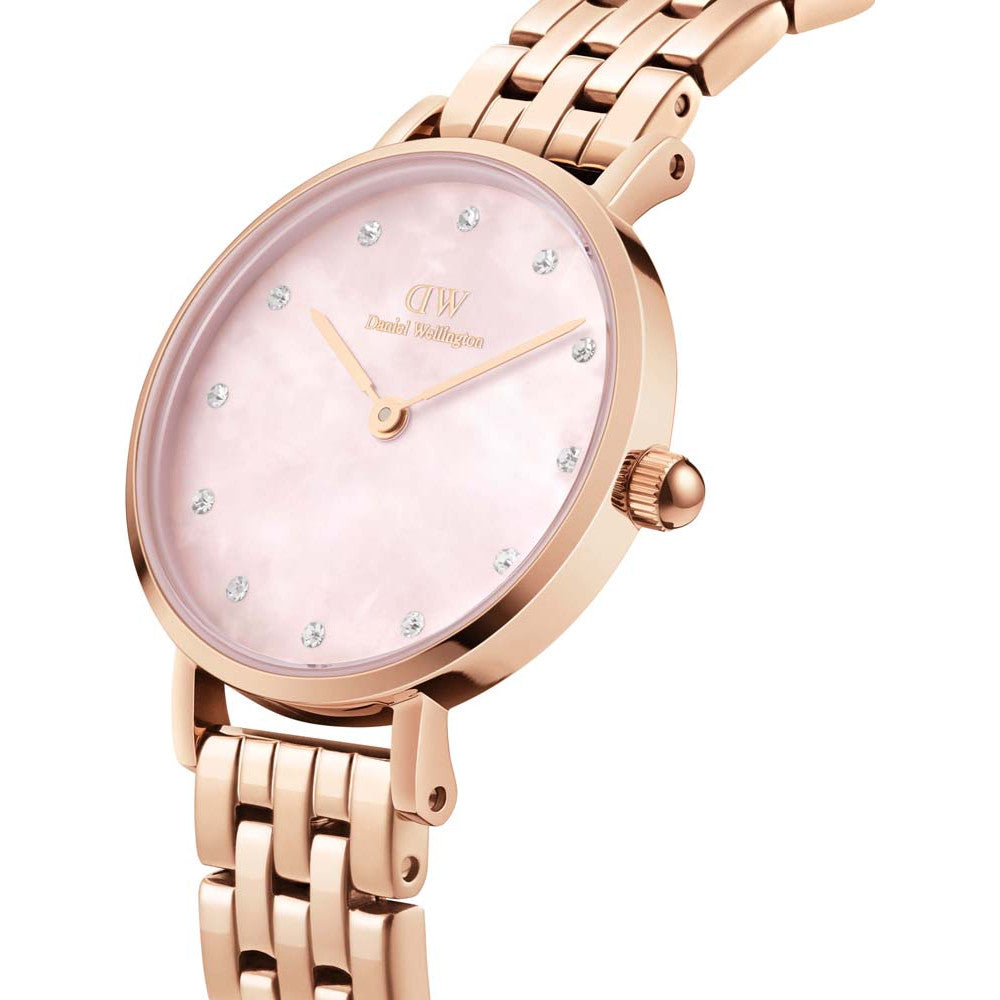 Montre à quartz en acier et plaqué or rose