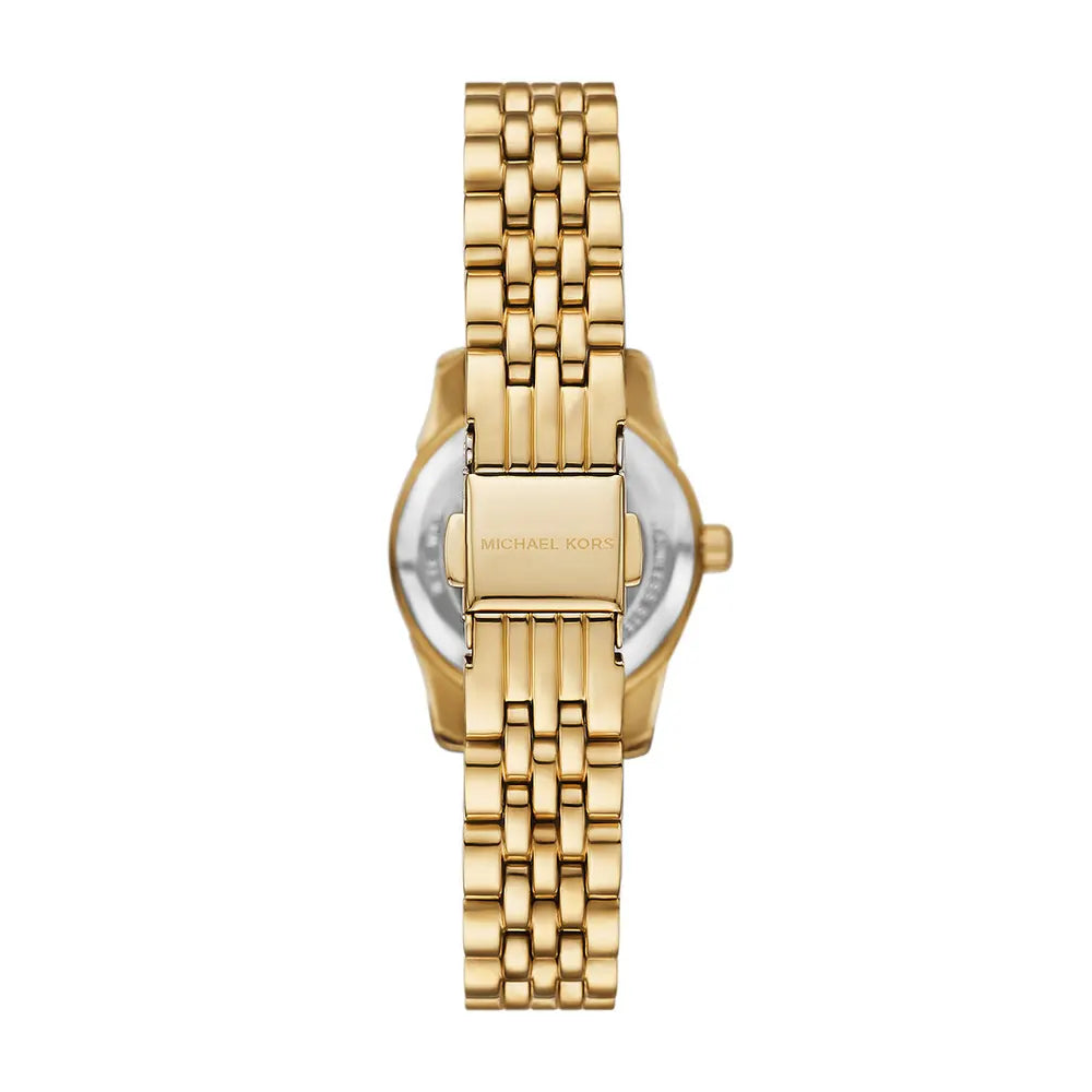 Montre Michael Kors Lexington Pave à trois aiguilles avec cadran vert et bracelet en acier doré pour femme - MK4842