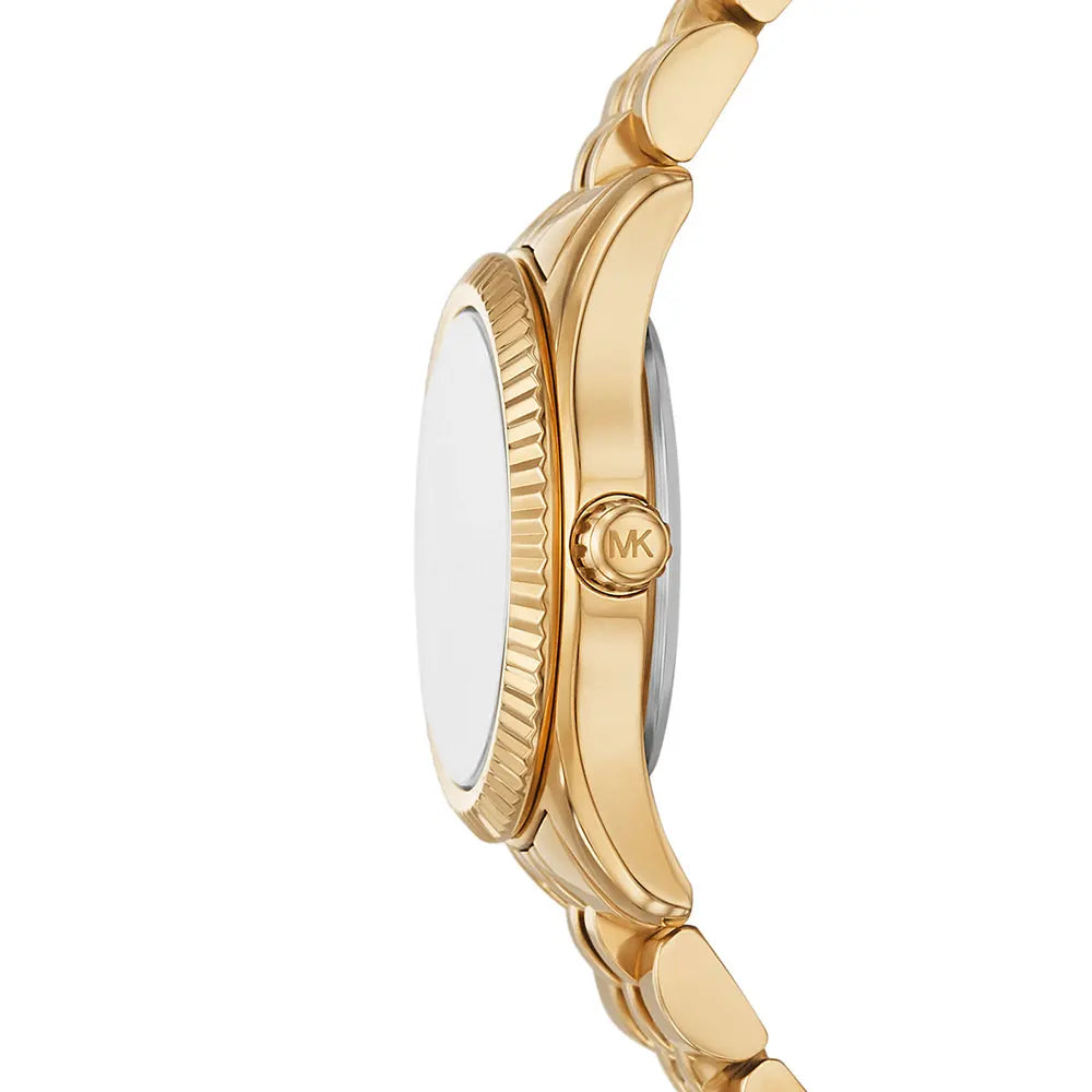 Montre Michael Kors Lexington Pave à trois aiguilles avec cadran vert et bracelet en acier doré pour femme - MK4842