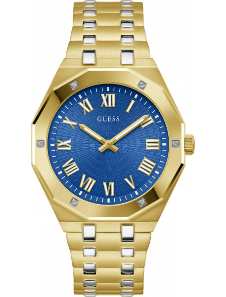 Montre Guess Asset Quartz Cadran Bleu Bracelet Acier Doré GW0575G6
