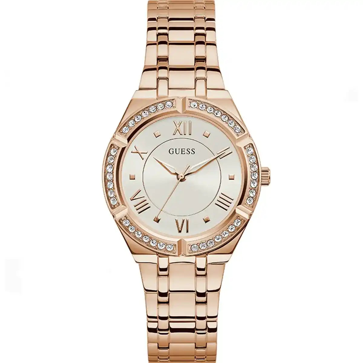 Montre Femme Guess GW0033L3 bracelet acier or rose boitier orné de strass Guess