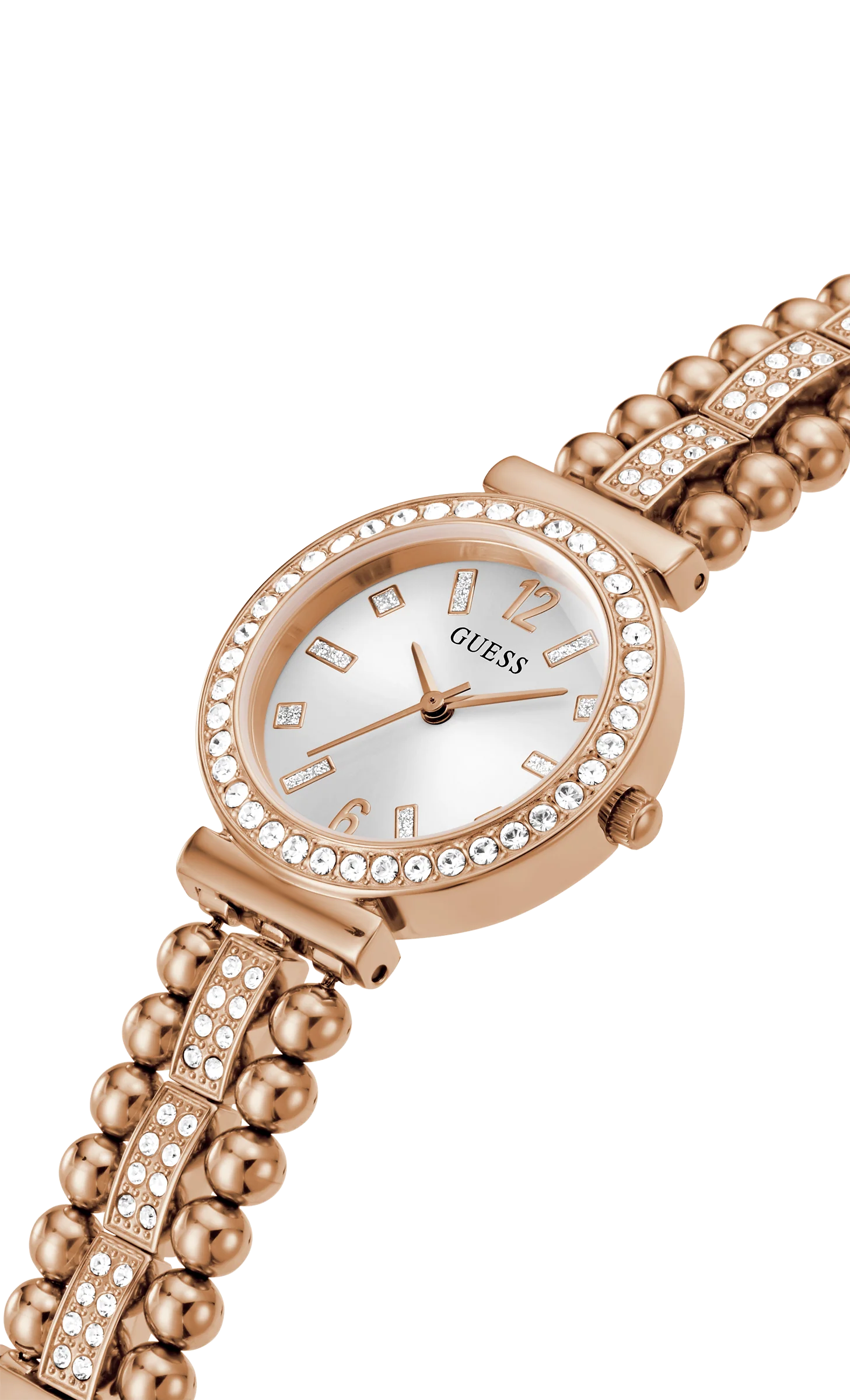 Montre Guess Gala Diamonds avec cadran argenté et bracelet en acier doré pour femme GW0401L3