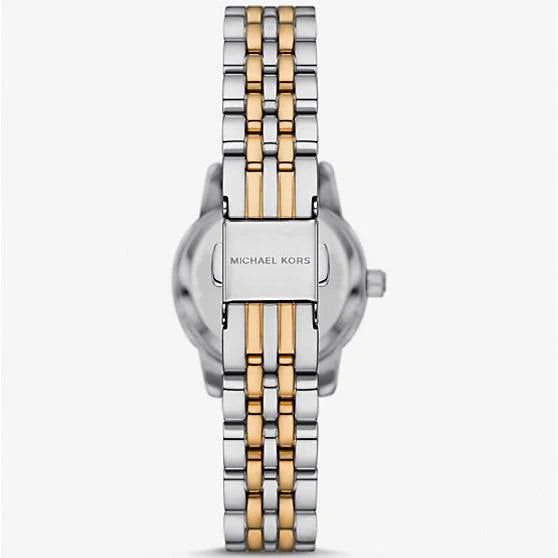 Montre Michael Kors Lexington à trois aiguilles avec cadran argenté et bracelet en acier bicolore pour femme - MK4815