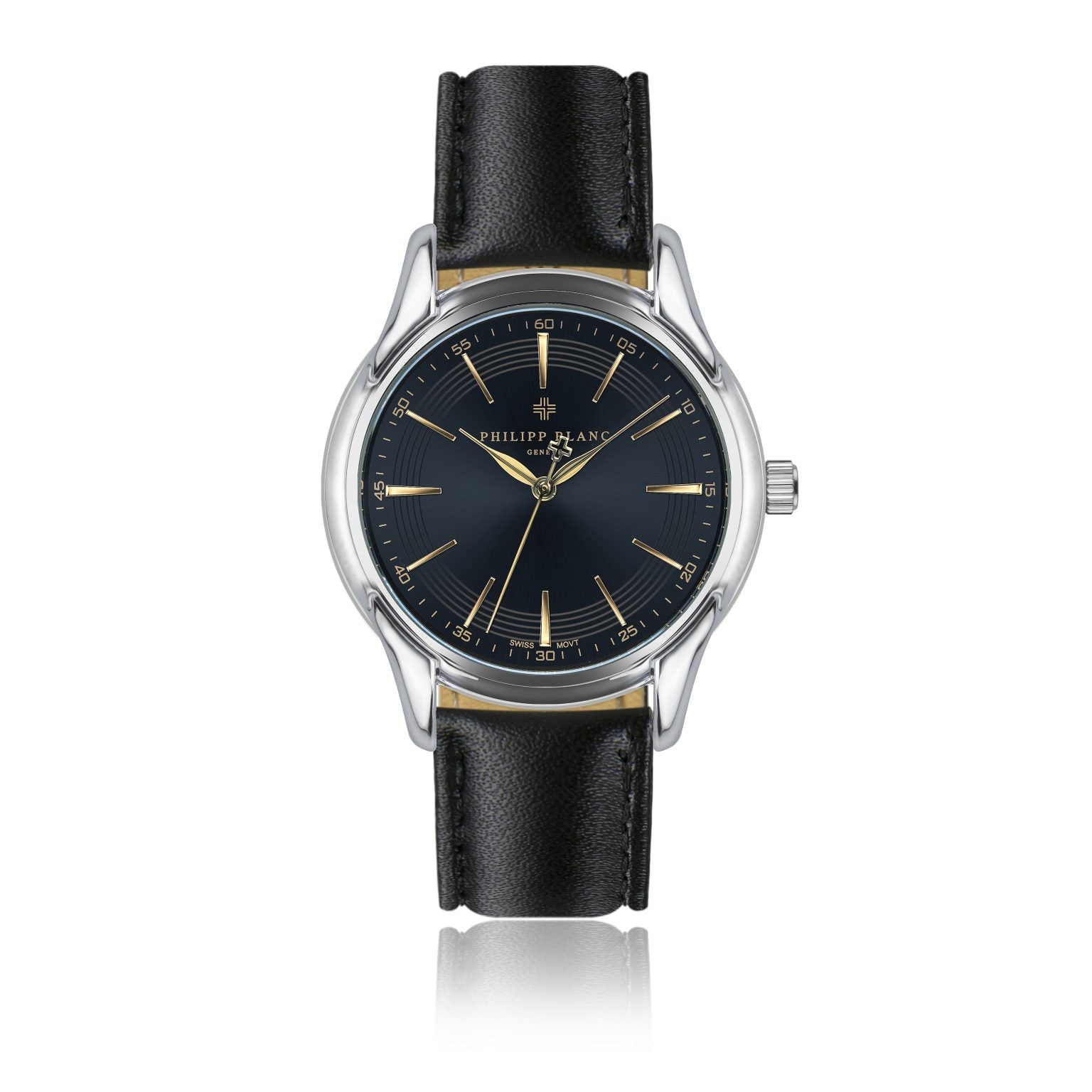 Montre à quartz en cuir - Noir et argenté PC9-S010S