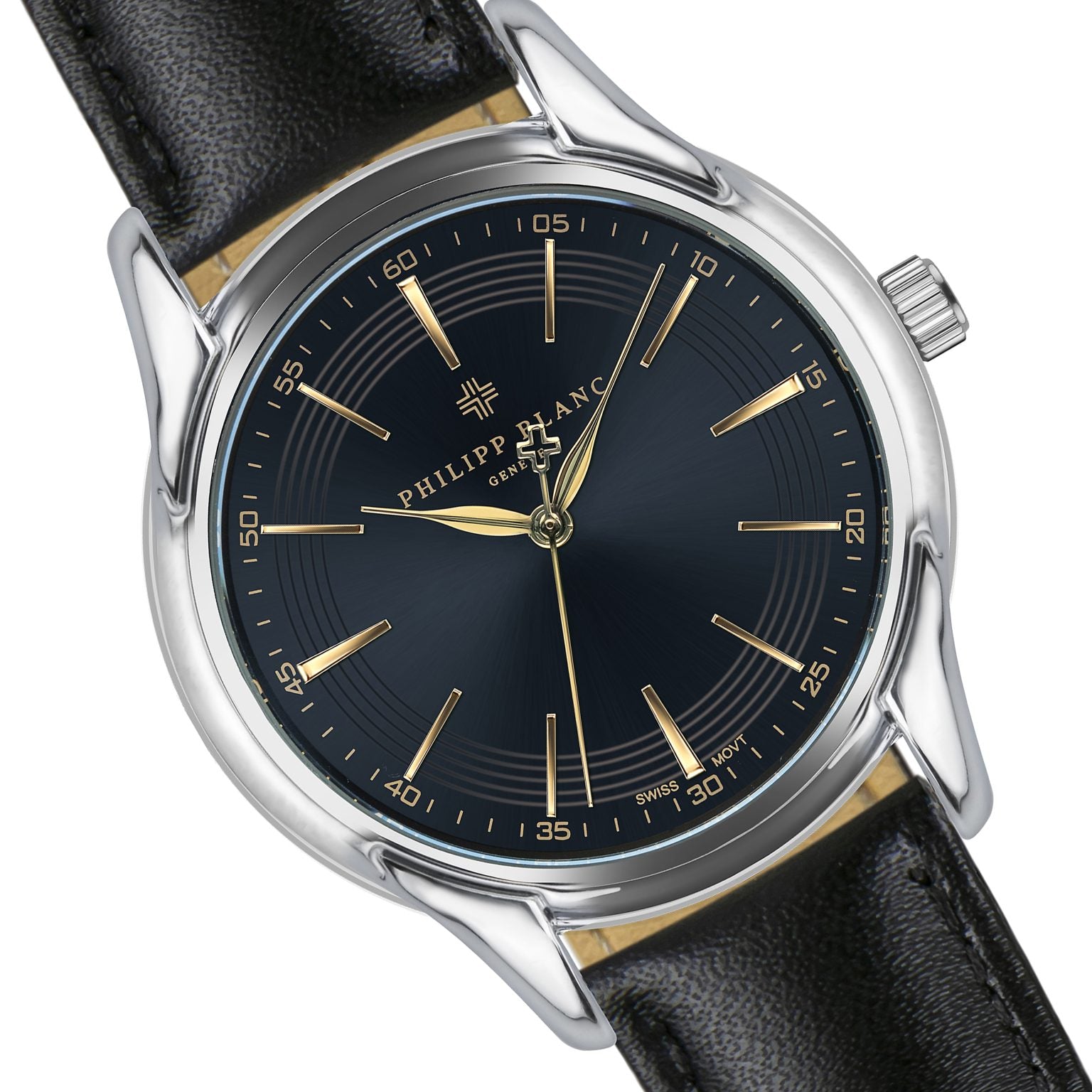 Montre à quartz en cuir - Noir et argenté PC9-S010S