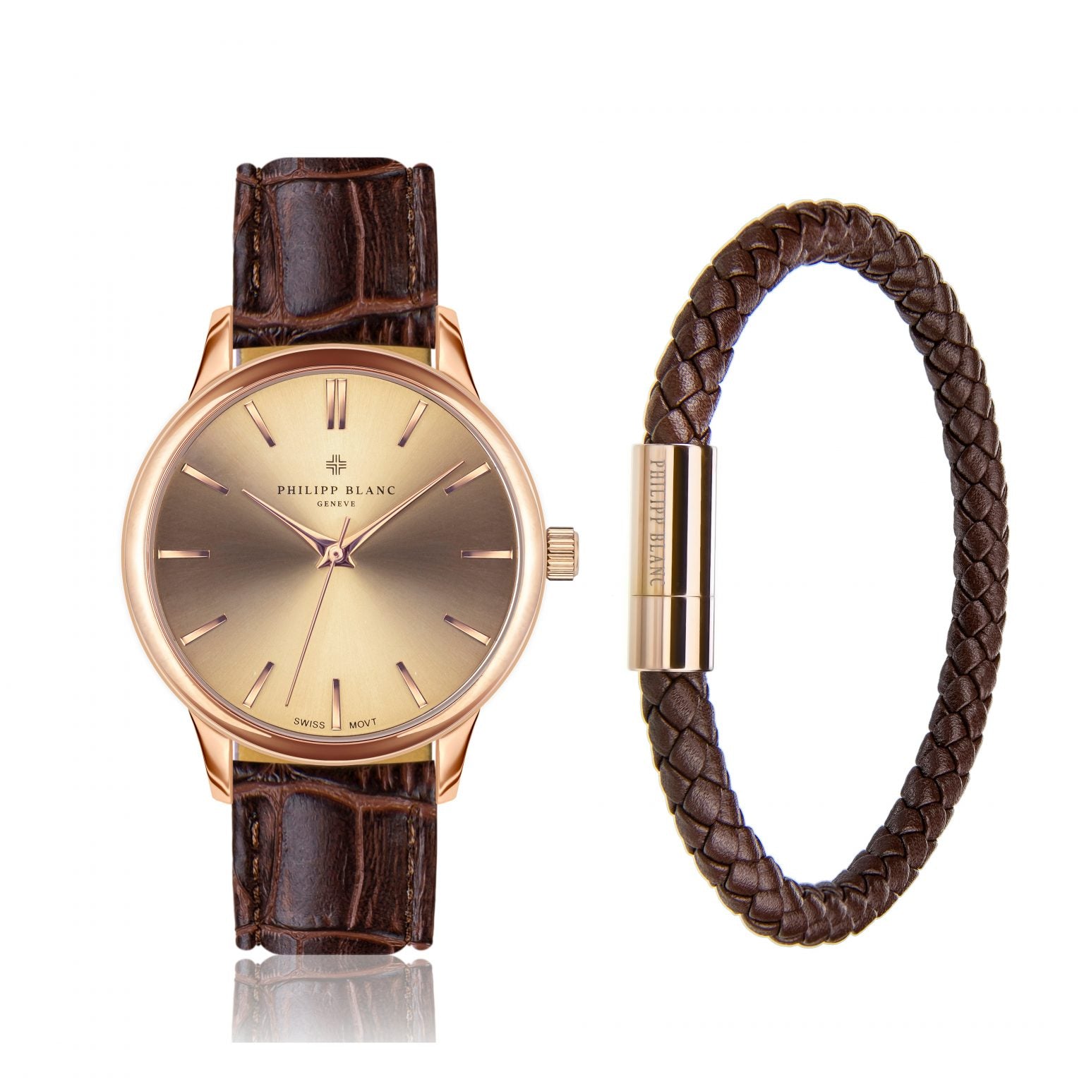 Coffret montre à quartz et bracelet en cuir SPB3-2