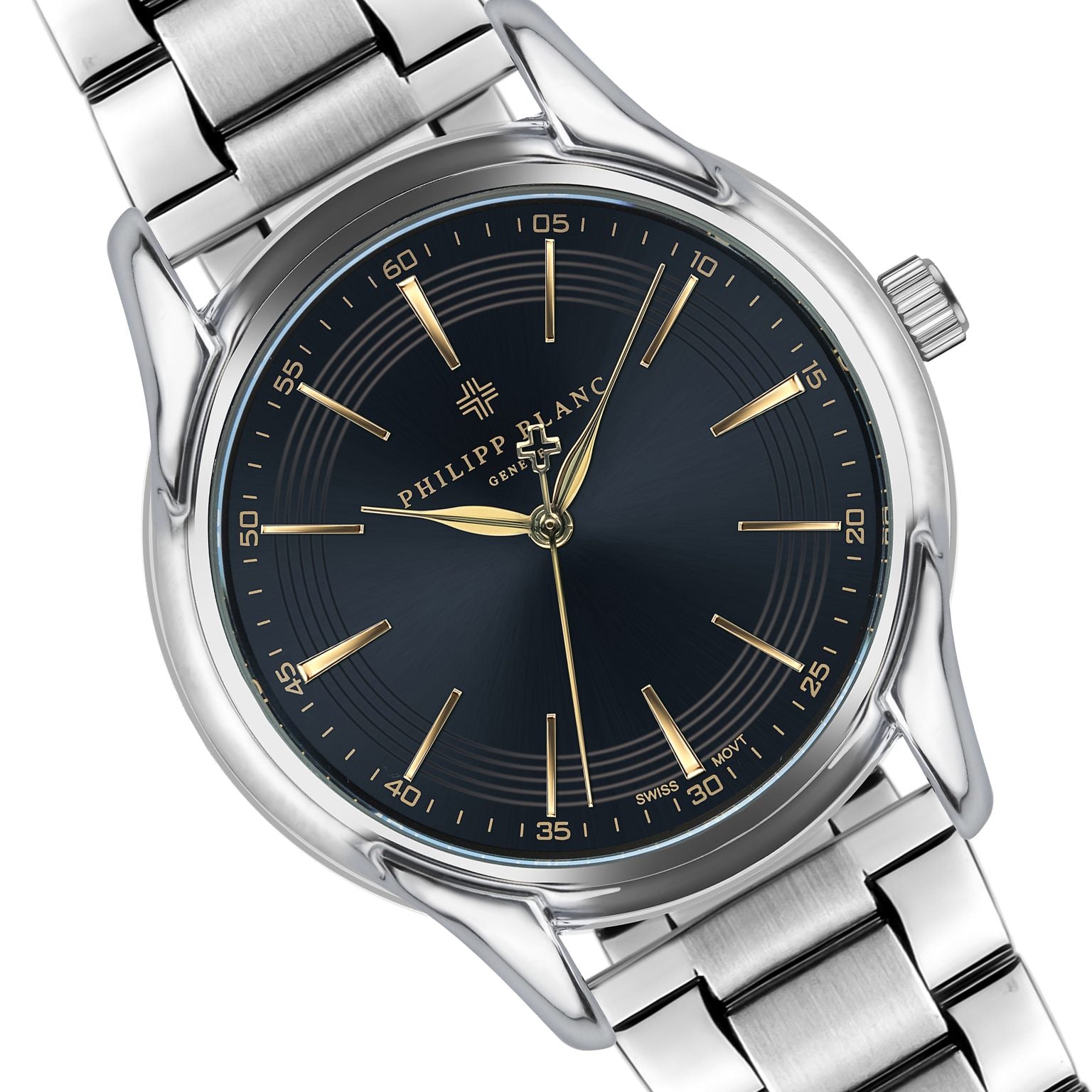 Coffret montre à quartz en acier et bracelet en cuir SPC9-1