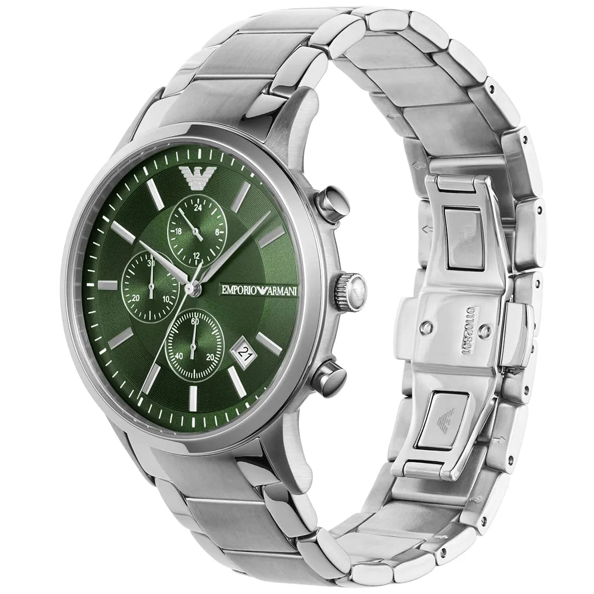 Montre Emporio Armani Renato chronographe cadran vert bracelet en acier argenté pour homme - AR11507 Emporio Armani