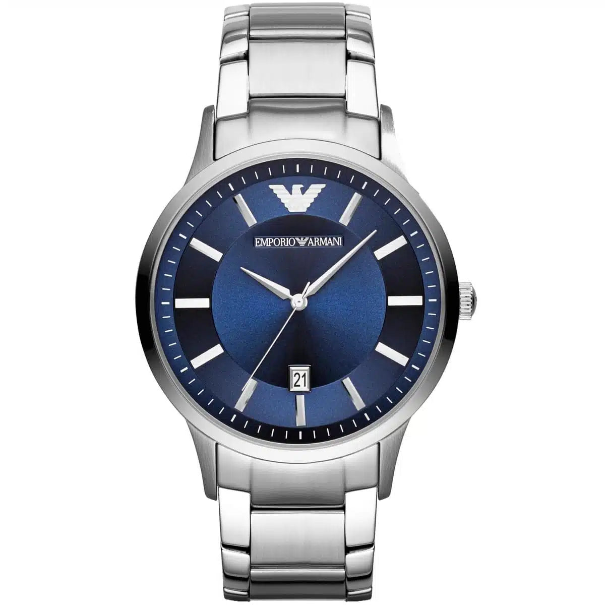Montre Emporio Armani Renato avec cadran bleu et bracelet en acier argenté 2477