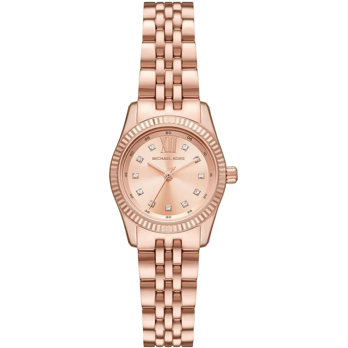 Montre Michael Kors Lexington à trois aiguilles avec cadran en or rose et bracelet en acier or rose pour femme - MK4739