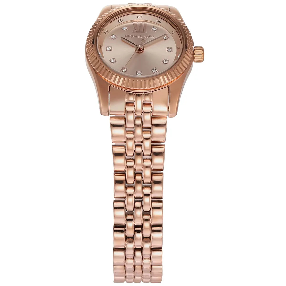 Montre Michael Kors Lexington à trois aiguilles avec cadran en or rose et bracelet en acier or rose pour femme - MK4739