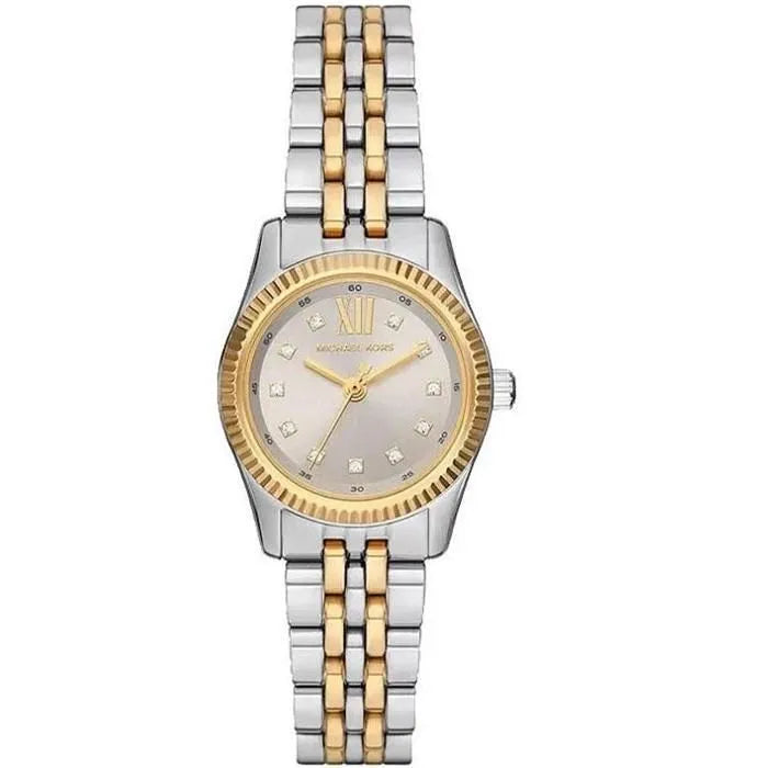 Montre Michael Kors Lexington à trois aiguilles avec cadran argenté et bracelet en acier bicolore pour femme - MK4815