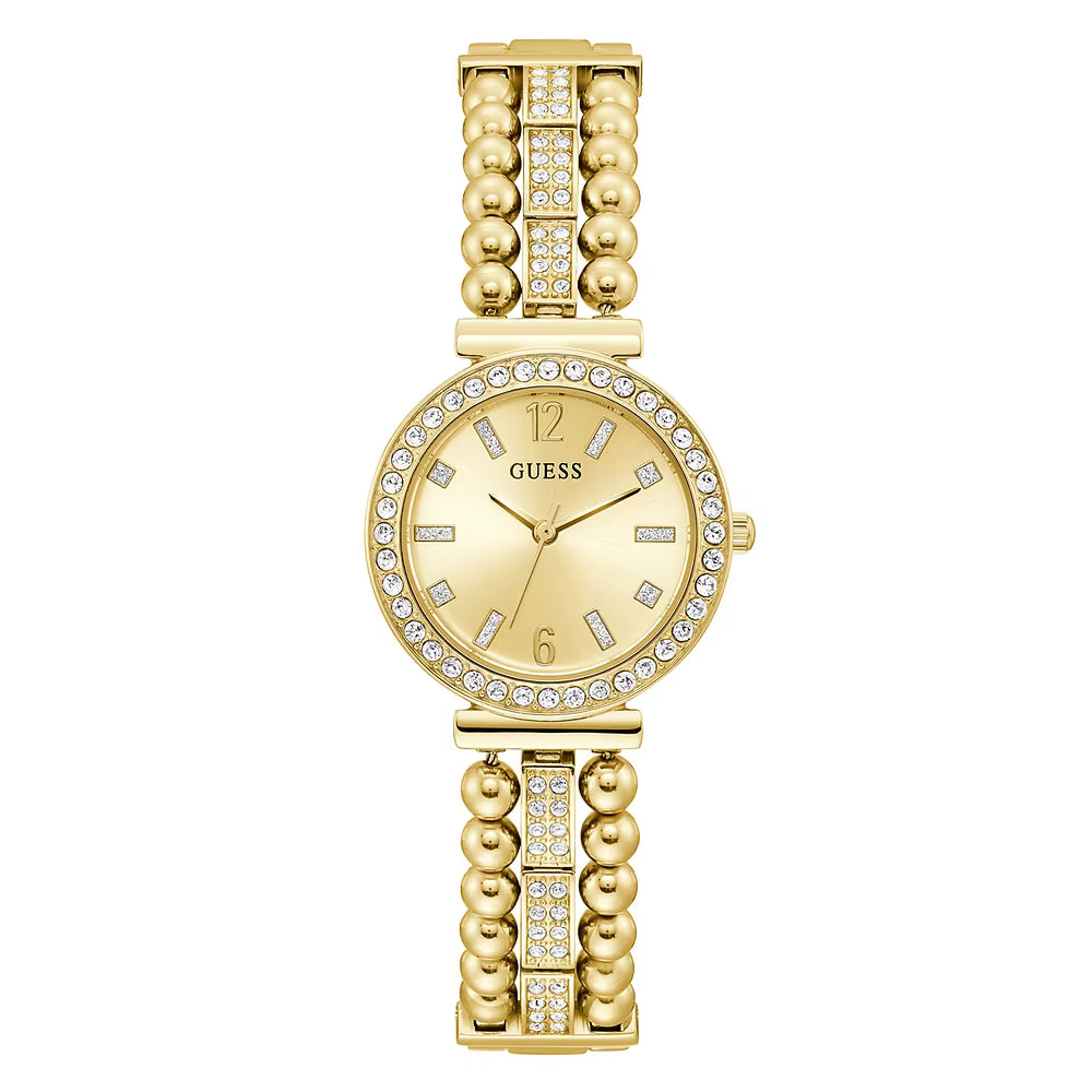 Montre Guess Gala Diamonds avec cadran doré et bracelet en acier doré GW0401L2