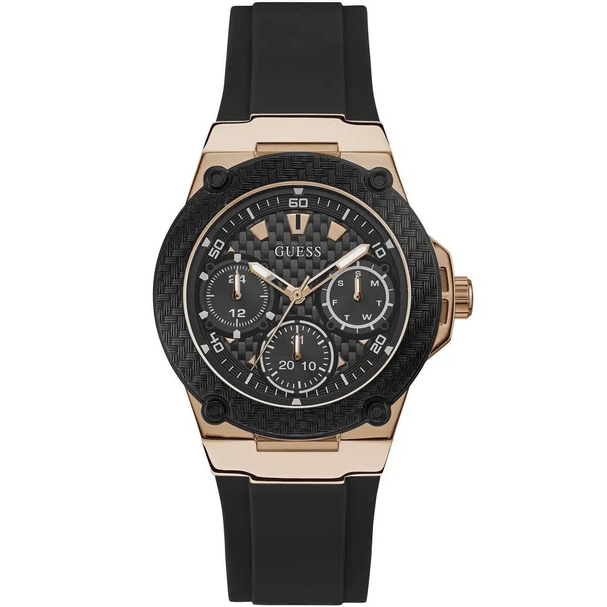 Montre Femme Guess Zena W1094L6 bracelet silicone noir cadran noir multifonction