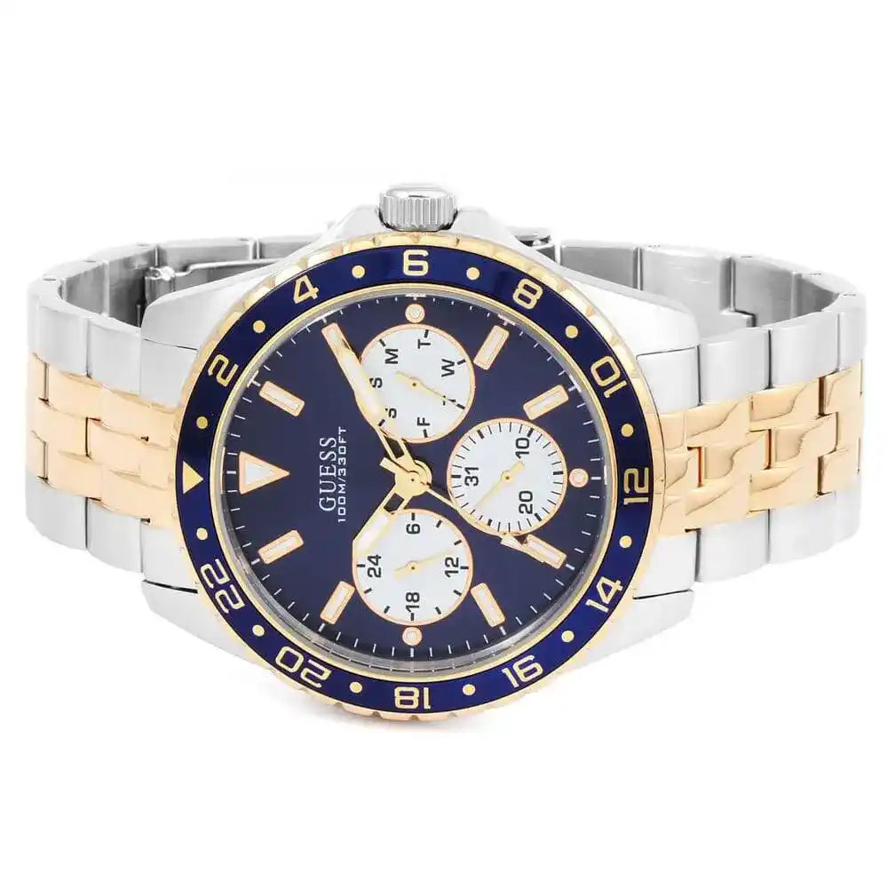 Montre Homme Guess Odyssey W1107G3 cadrdan bleu avec braclet bicolor or rose et argent Guess