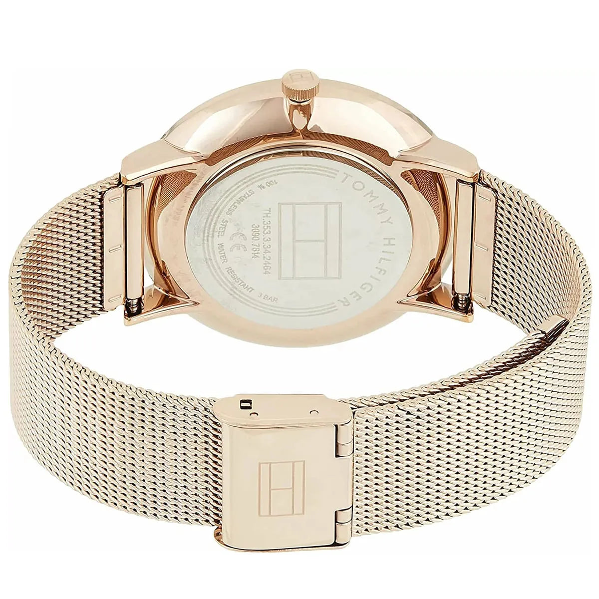 Tommy Hilfiger Jenna Quartz Cadran en or rose Montre-bracelet en maille d'or rose 1781944