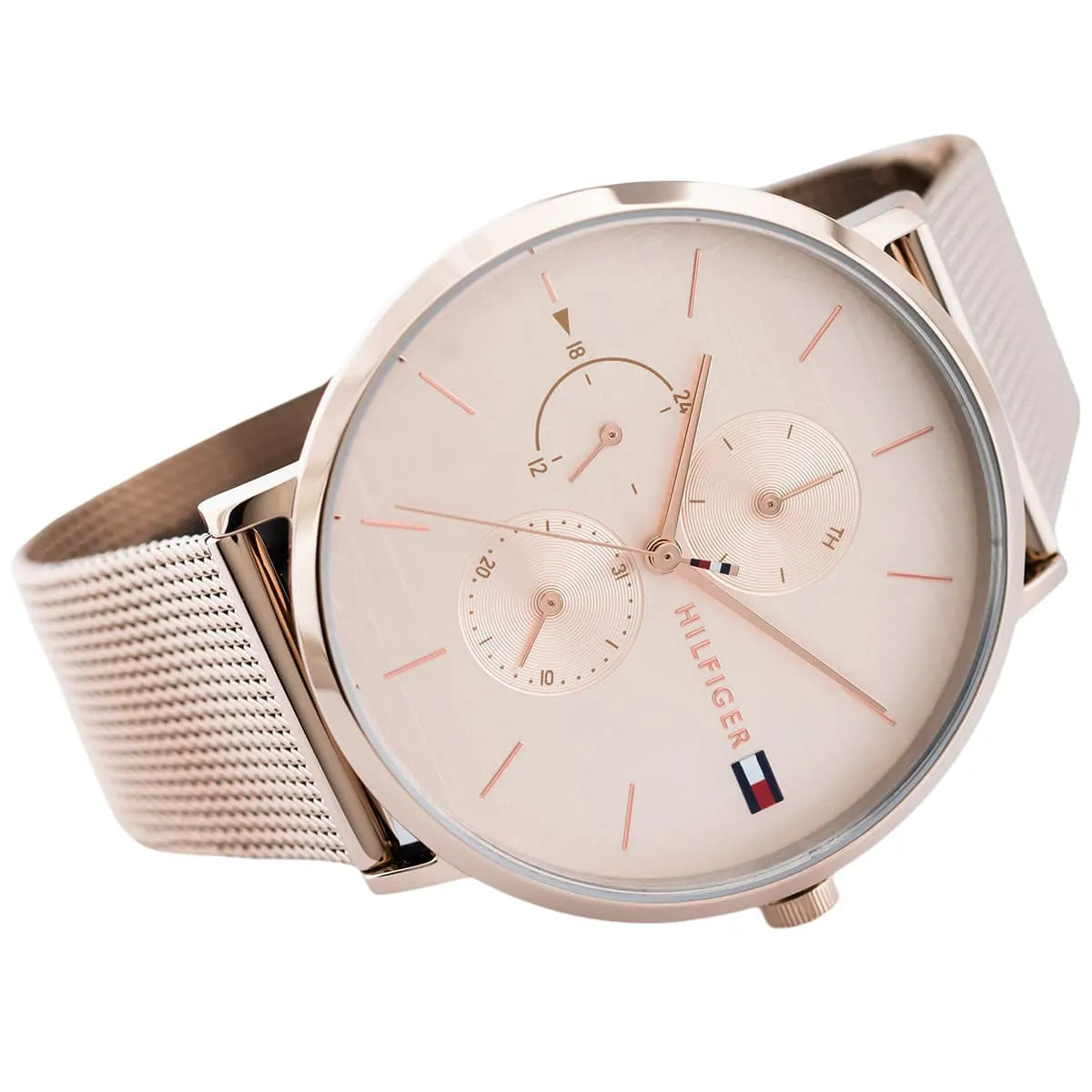Tommy Hilfiger Jenna Quartz Cadran en or rose Montre-bracelet en maille d'or rose 1781944