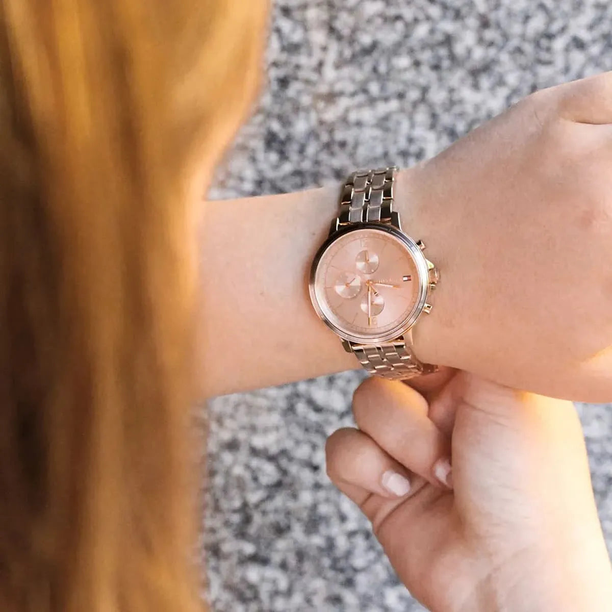 Tommy Hilfiger Madison Chronographe Quartz Cadran en or rose Bracelet en acier or rose 1782190
