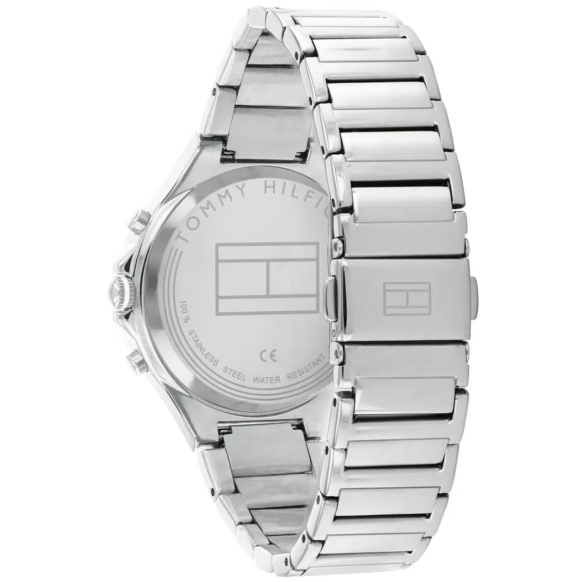Montre Tommy Hilfiger Eve chronographe à quartz avec cadran rose et bracelet en acier argenté 1782279