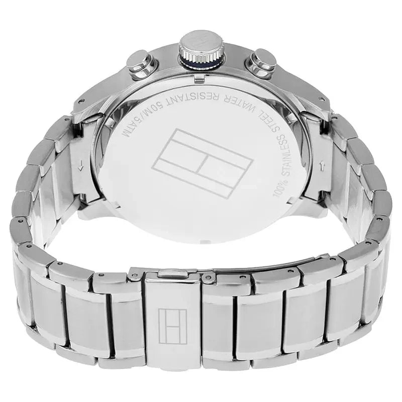Montre chronographe Tommy Hilfiger Trent pour homme avec cadran bleu et bracelet en acier argenté Tommy Hilfiger