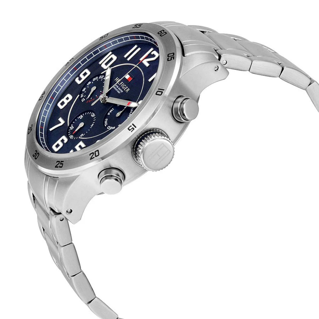 Montre chronographe Tommy Hilfiger Trent pour homme avec cadran bleu et bracelet en acier argenté Tommy Hilfiger