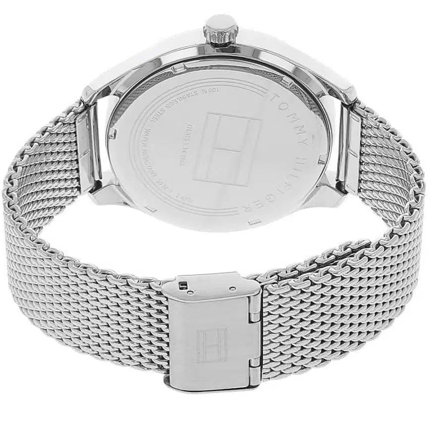 Tommy Hilfiger Oliver Quartz Cadran bleu Montre bracelet en maille argentée 1791302