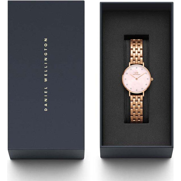 Montre à quartz en acier et plaqué or rose