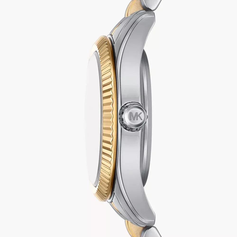 Montre Michael Kors Lexington à trois aiguilles avec cadran argenté et bracelet en acier bicolore pour femme - MK4815