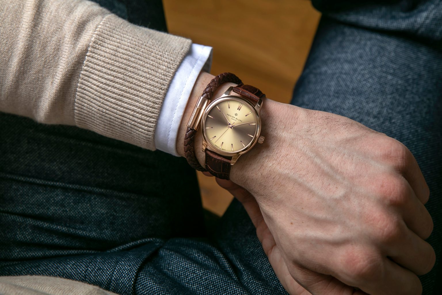 Coffret montre à quartz et bracelet en cuir SPB3-2