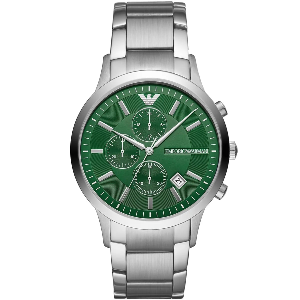 Montre Emporio Armani Renato chronographe cadran vert bracelet en acier argenté pour homme - AR11507 Emporio Armani