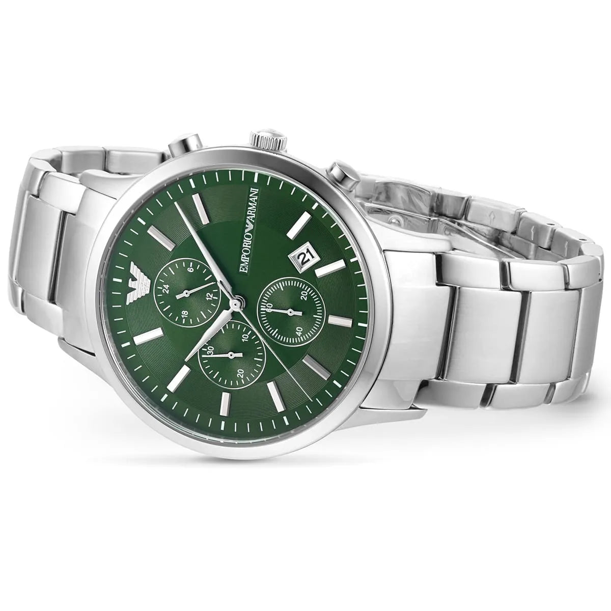 Montre Emporio Armani Renato chronographe cadran vert bracelet en acier argenté pour homme - AR11507 Emporio Armani