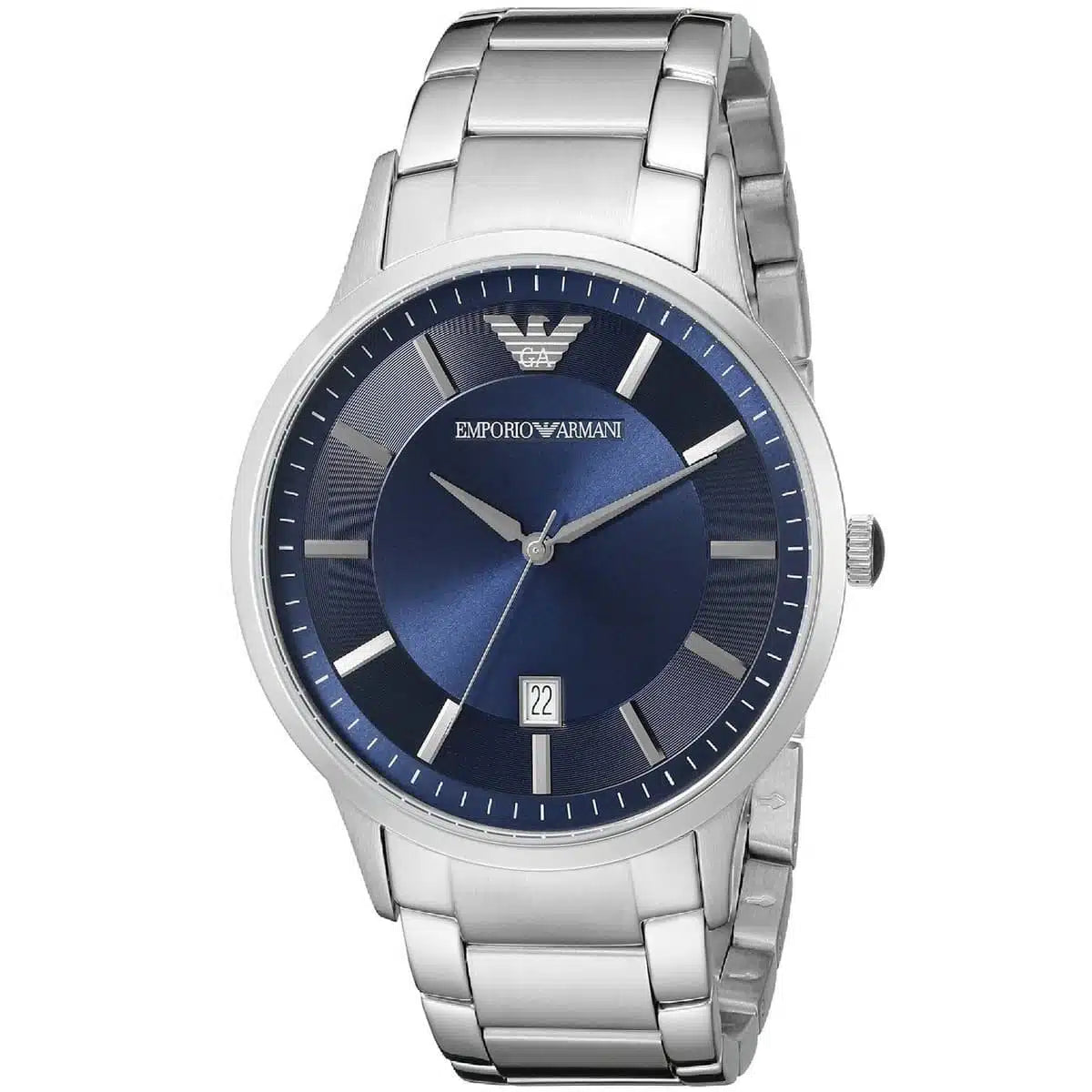 Montre Emporio Armani Renato avec cadran bleu et bracelet en acier argenté 2477