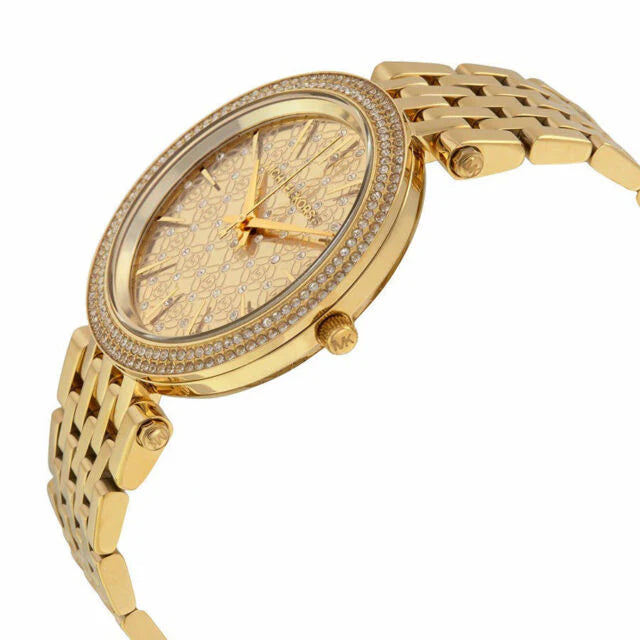 Montre Michael Kors MK3398 Acier Doré Jaune et Lunette Sertie de Strass